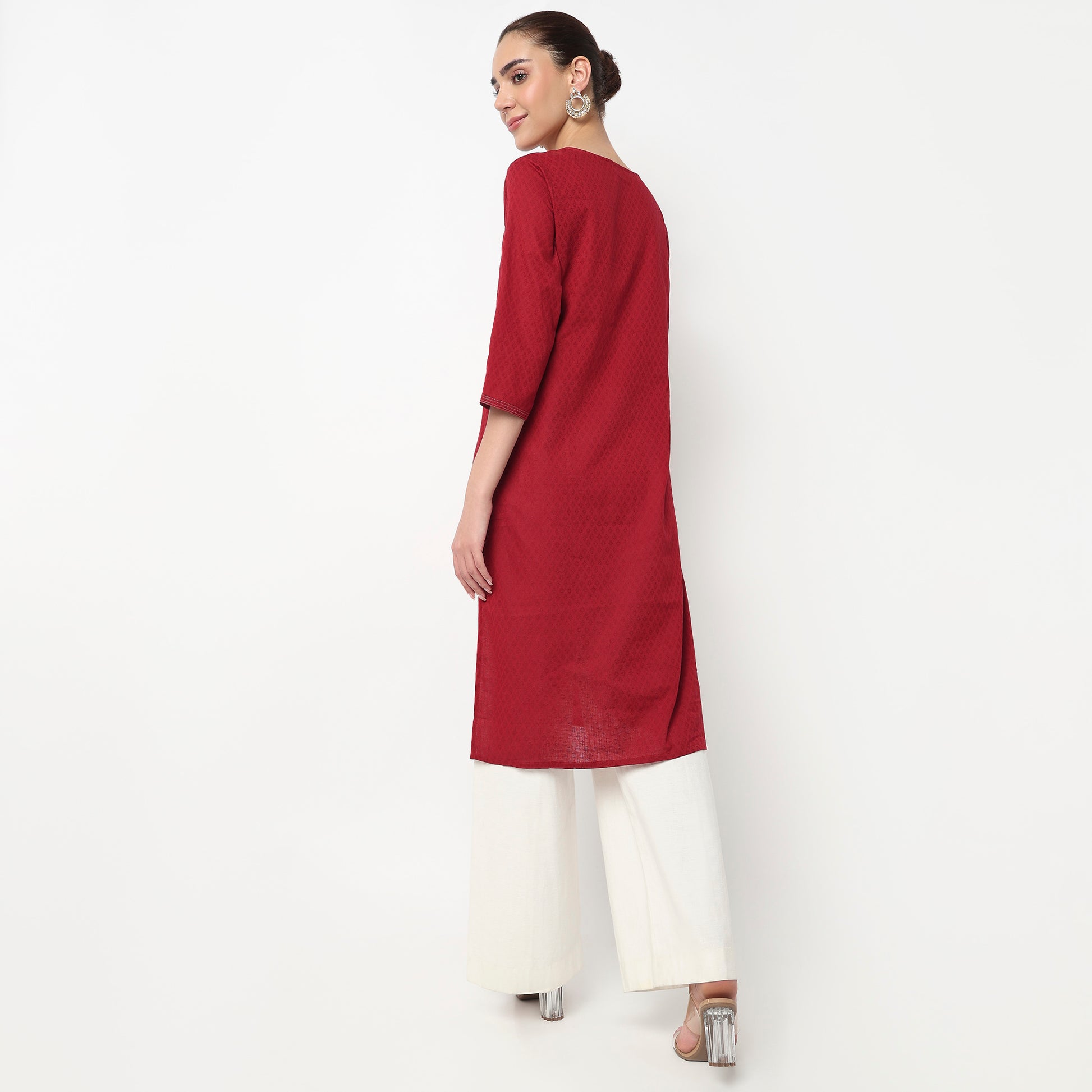 Embroidered Yoke Long Kurta
