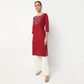 Embroidered Yoke Long Kurta