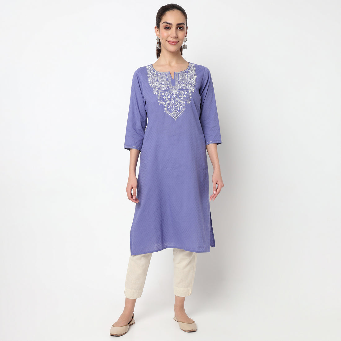 Embroidered Yoke Long Kurta