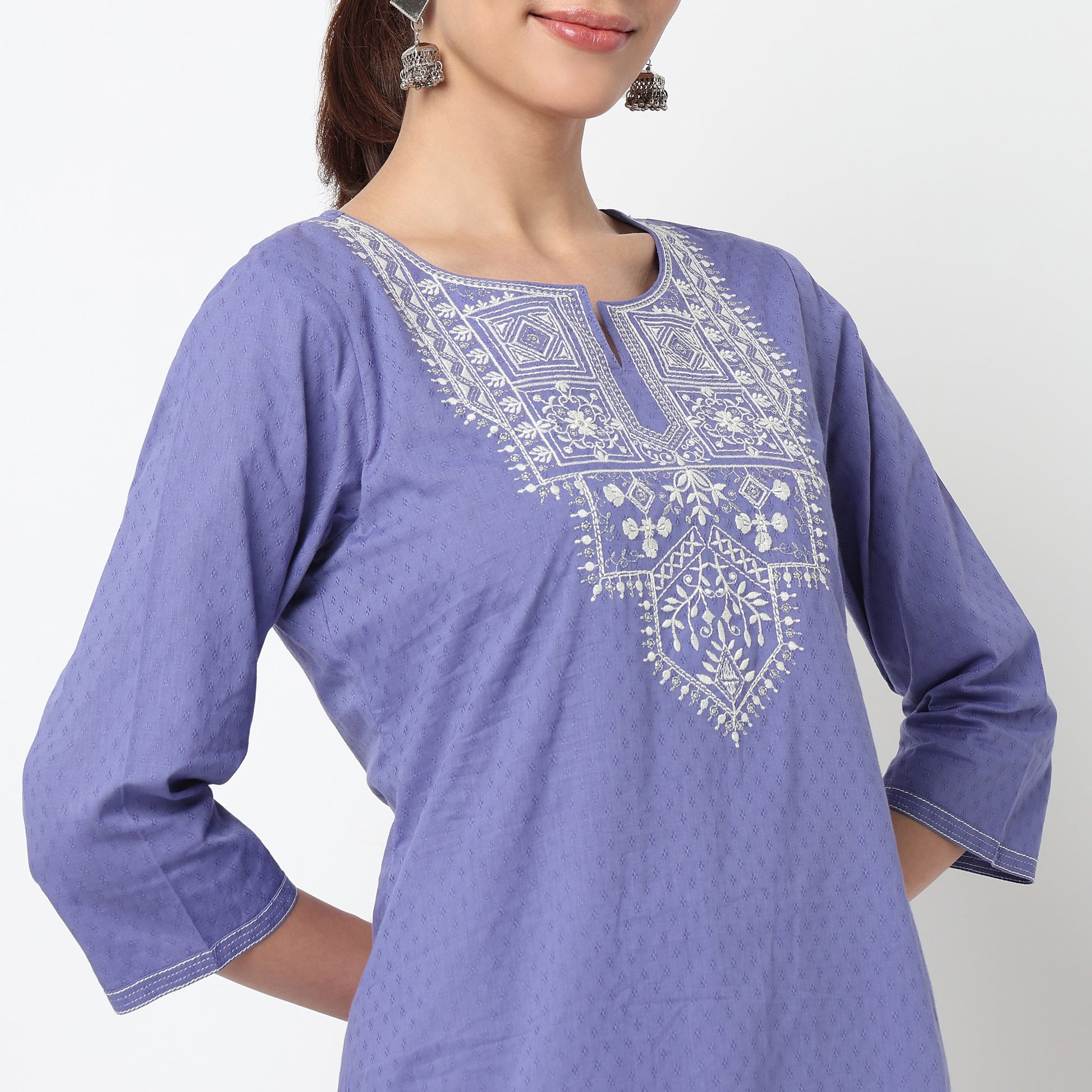 Embroidered Yoke Long Kurta