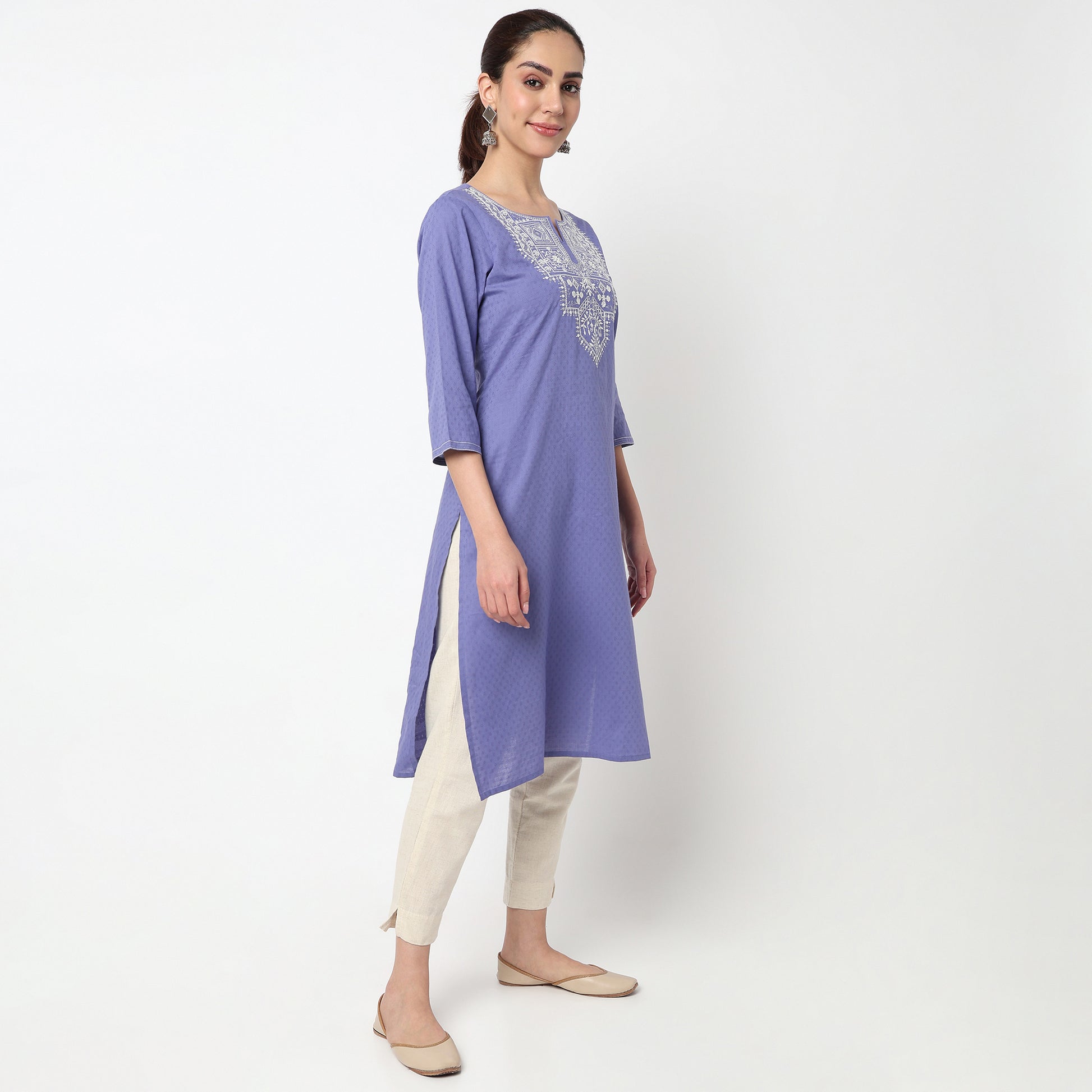 Embroidered Yoke Long Kurta