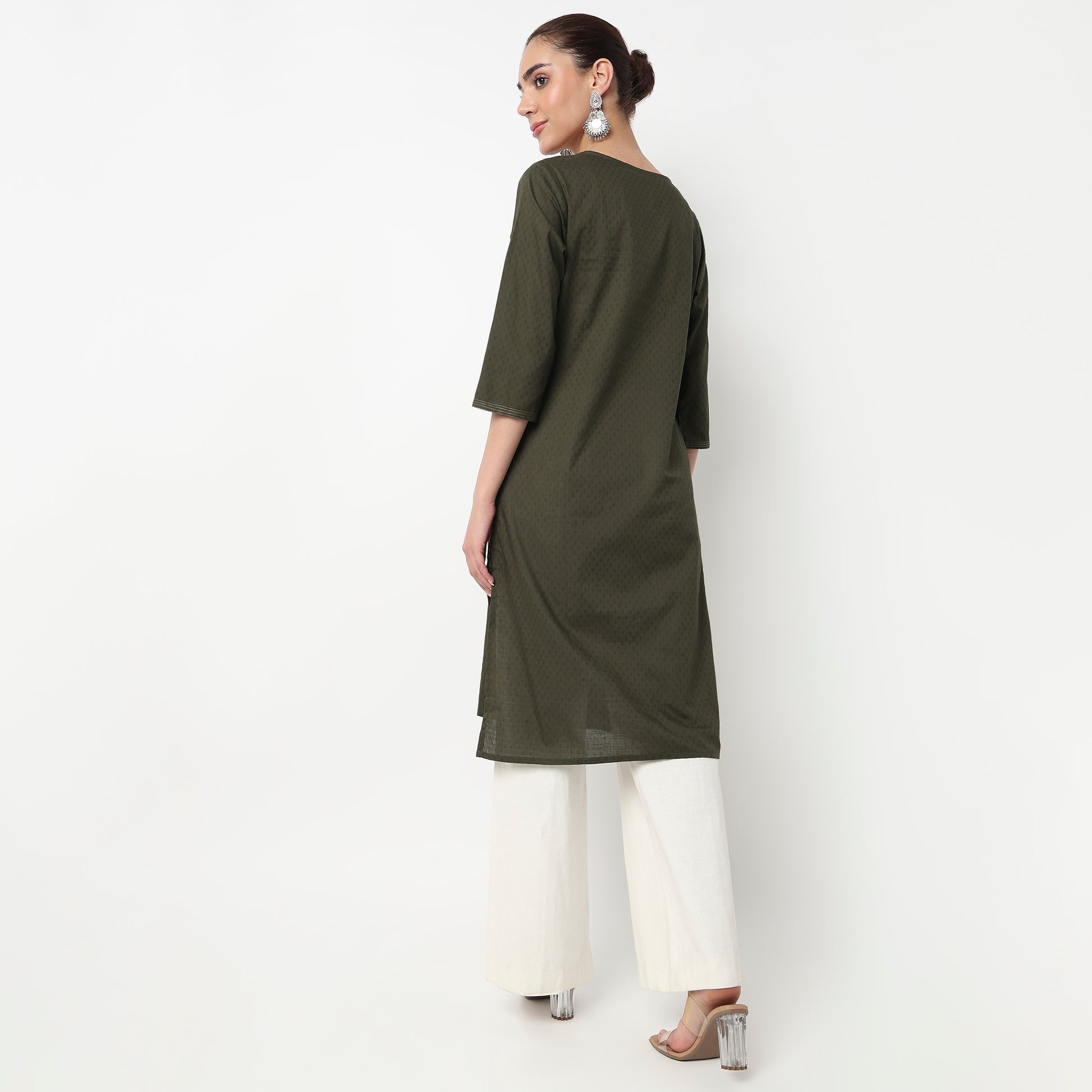 Embroidered Yoke Long Kurta