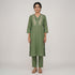 Cotton Embroidered V-Neck Kurta