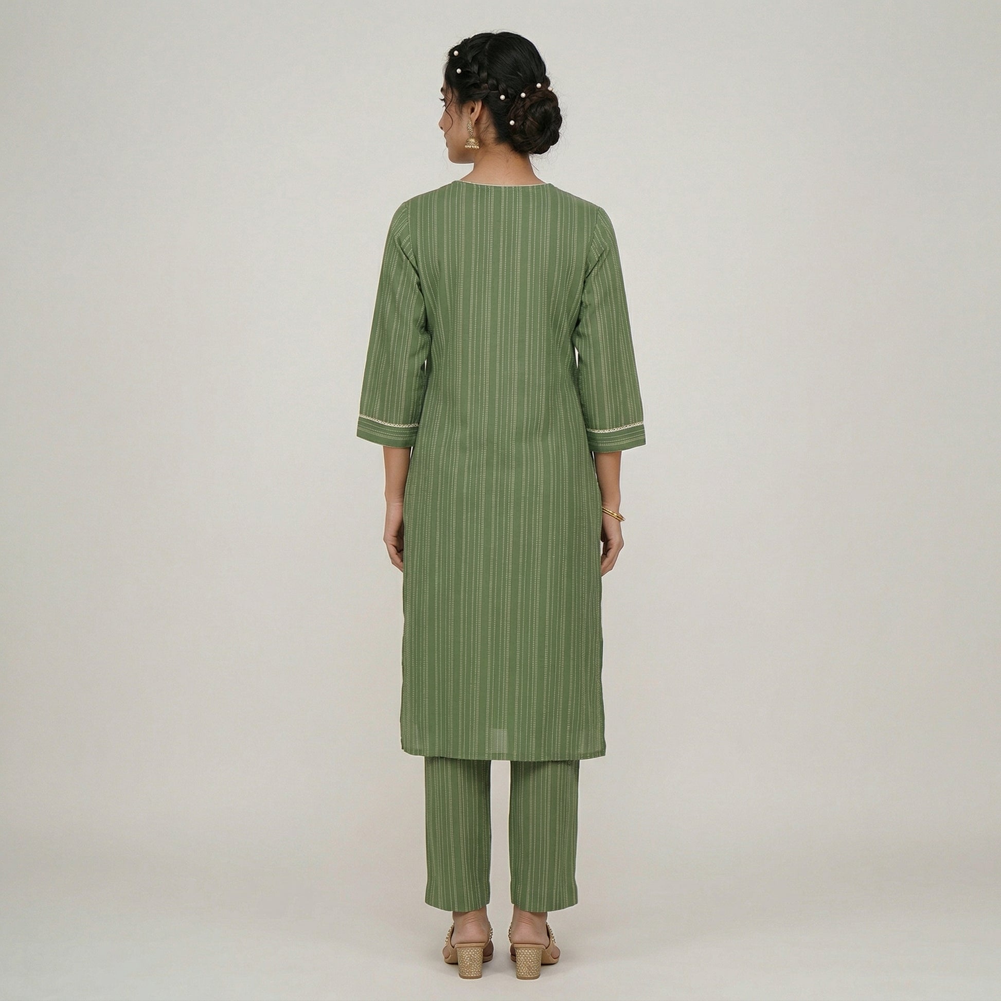 Cotton Embroidered V-Neck Kurta