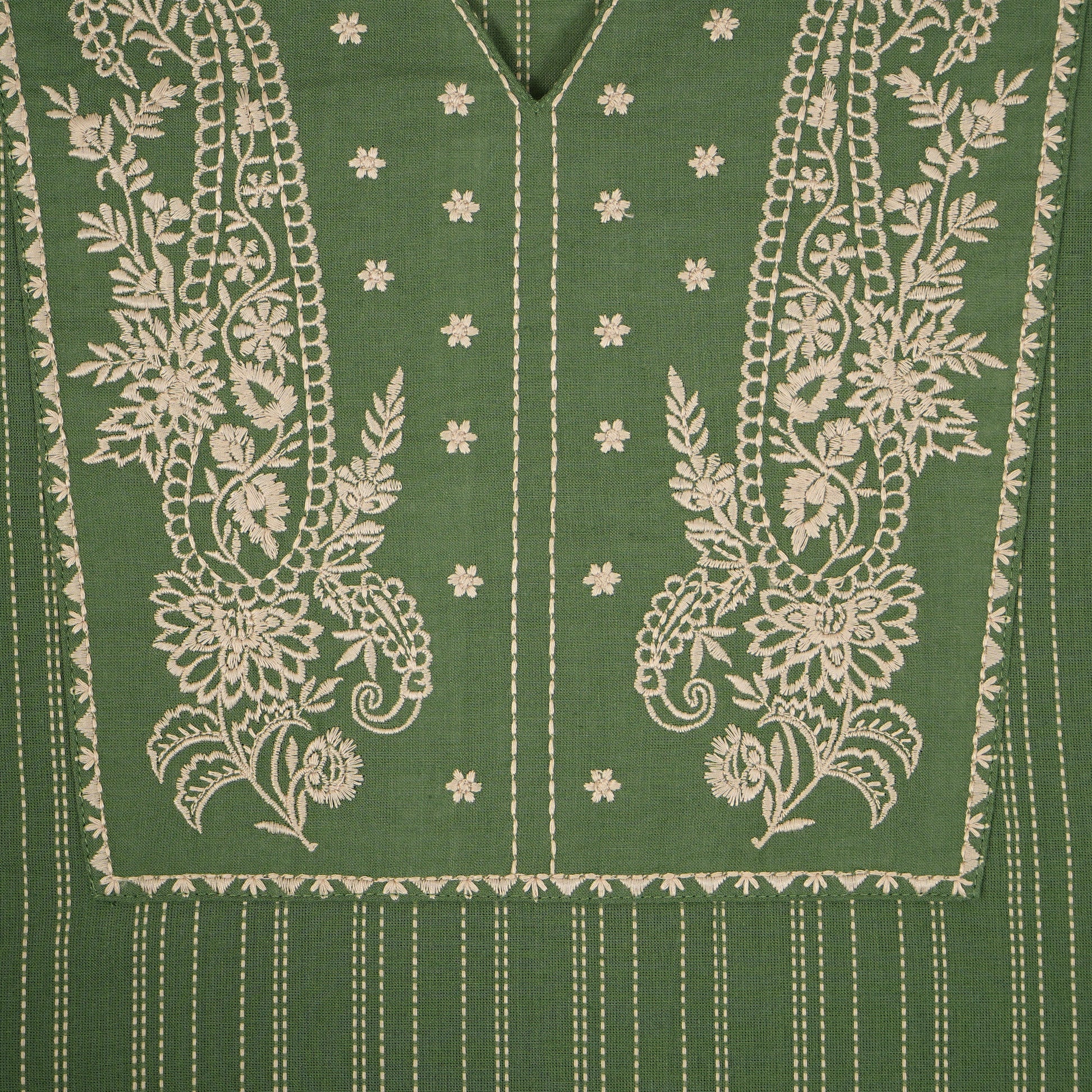Cotton Embroidered V-Neck Kurta