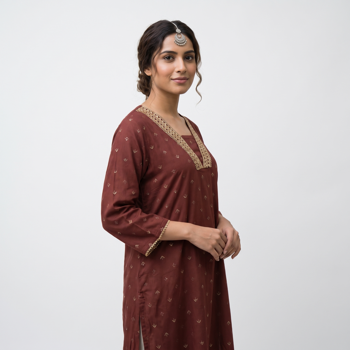 Viscose Polyester Printed Three-Fourth Sleeve Kurta