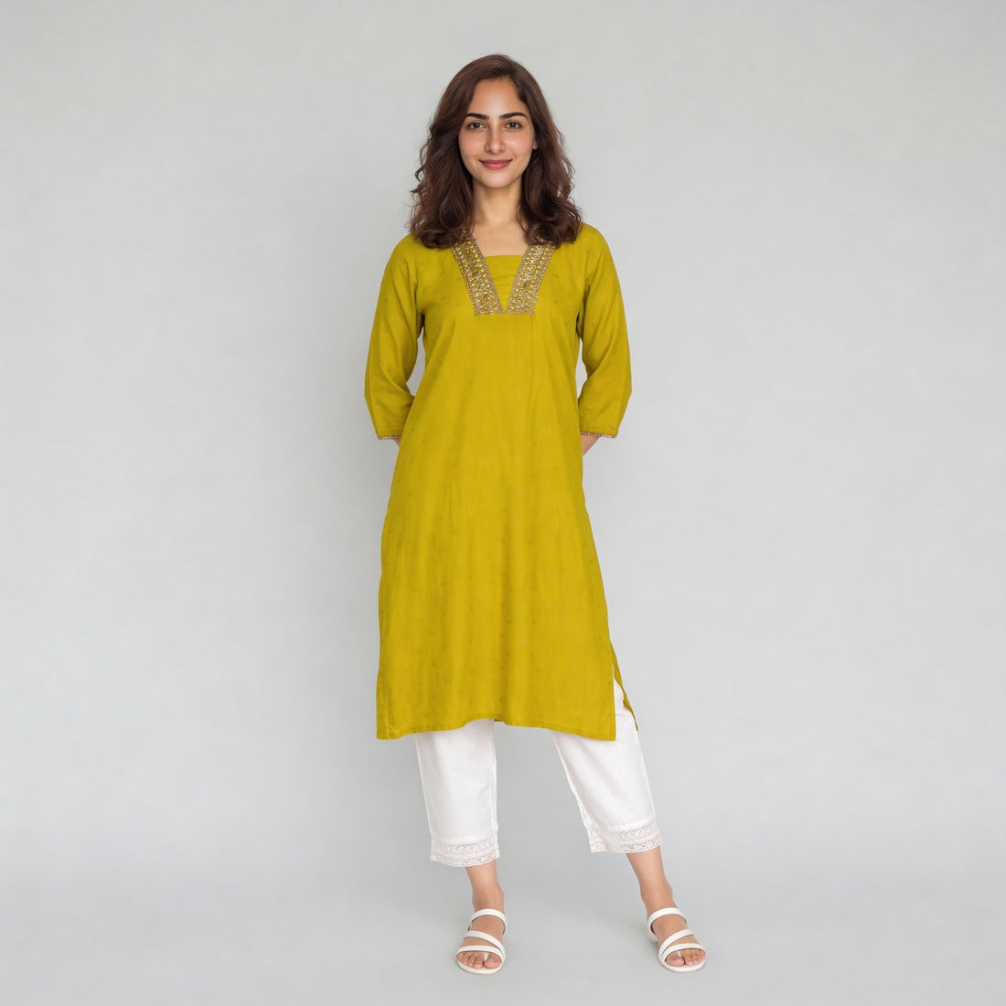 Viscose Polyester Printed Three-Fourth Sleeve Kurta