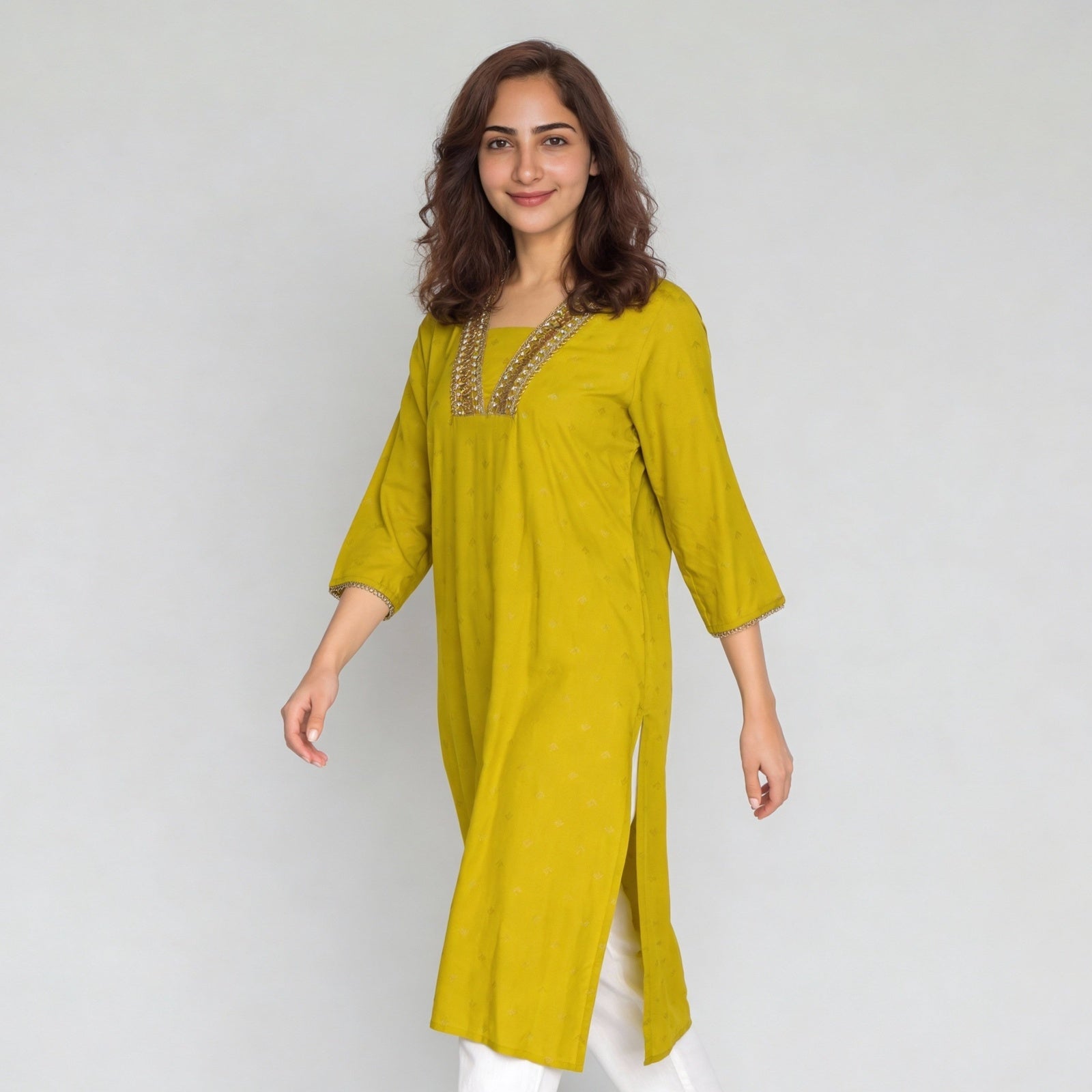 Viscose Polyester Printed Three-Fourth Sleeve Kurta