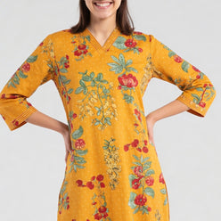 V-Neck Printed Long Kurta