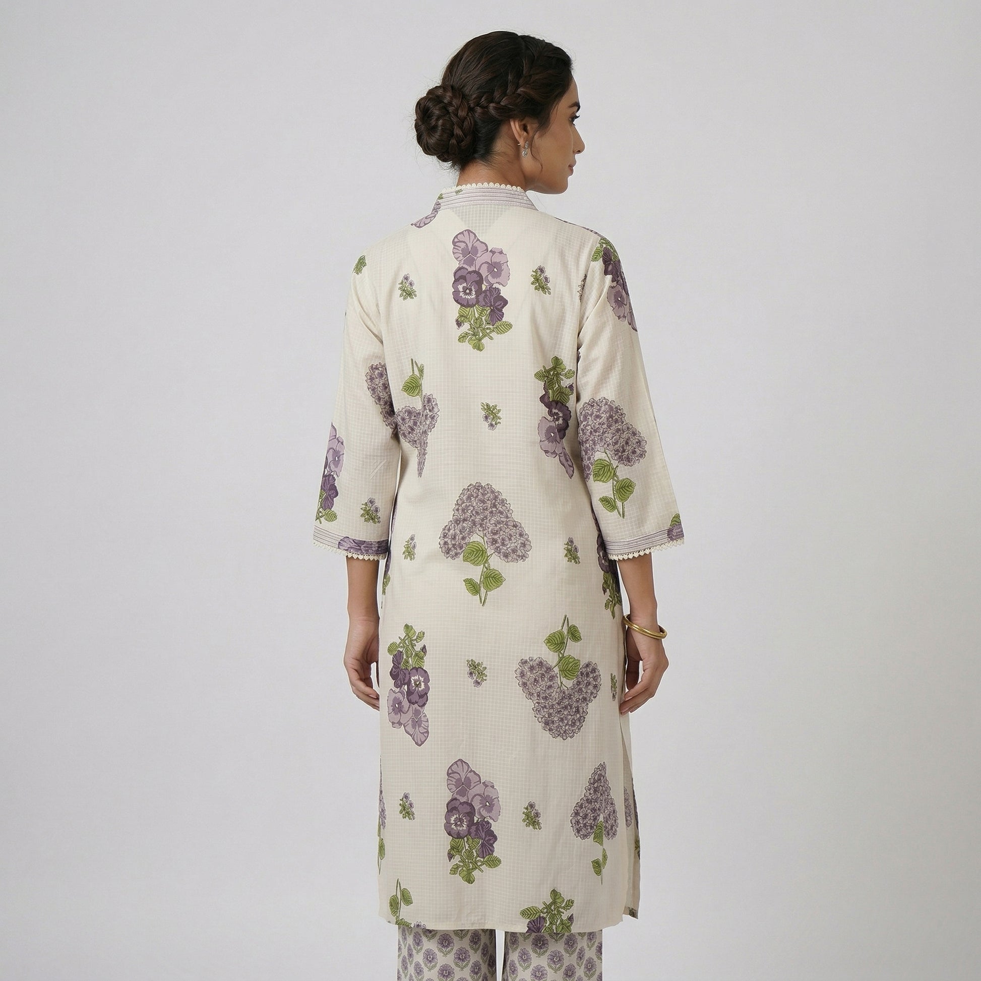 Printed V-Neck Long Kurta