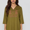 Cotton Embroidered V-Neck Kurta