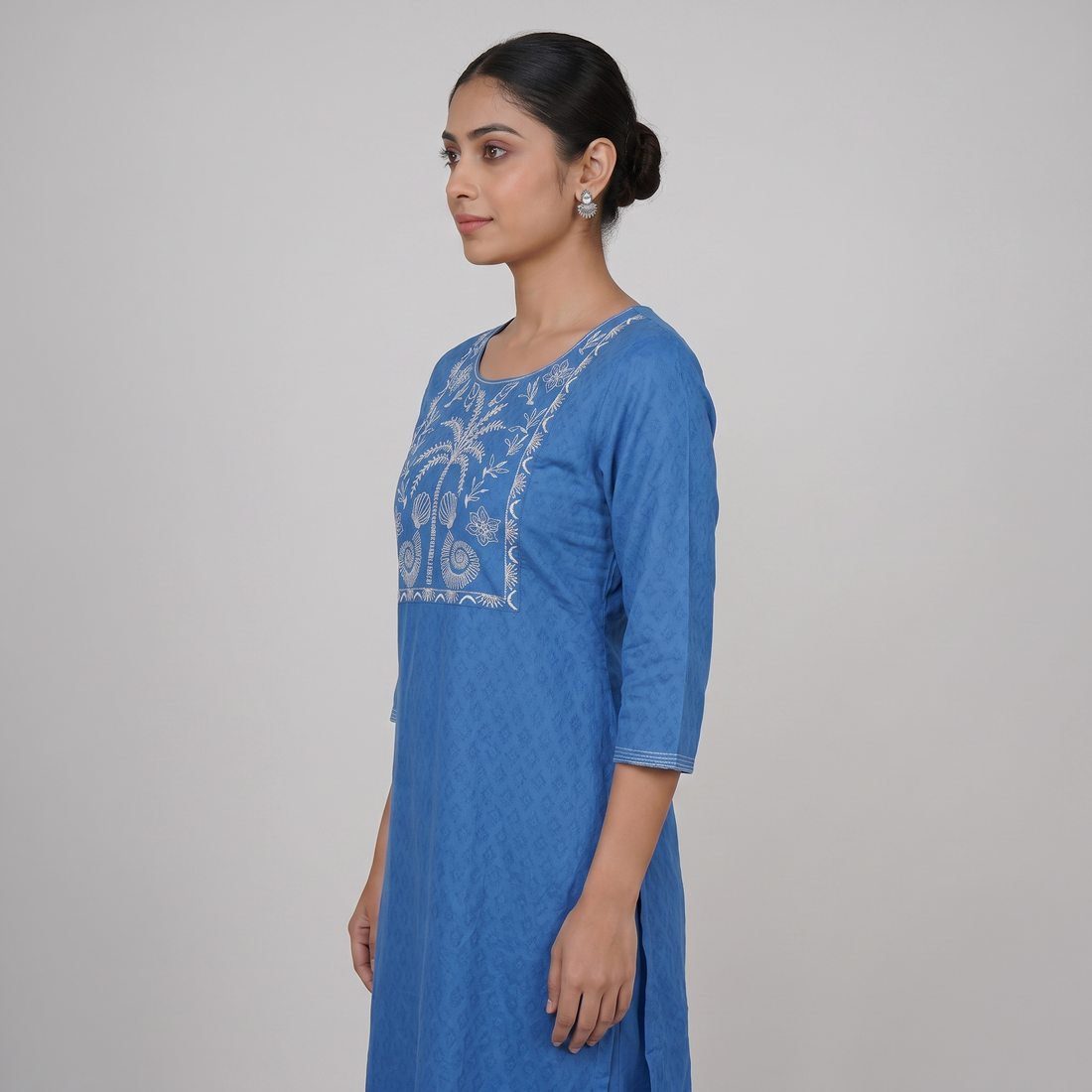 Cotton Embroidered Straight Kurta