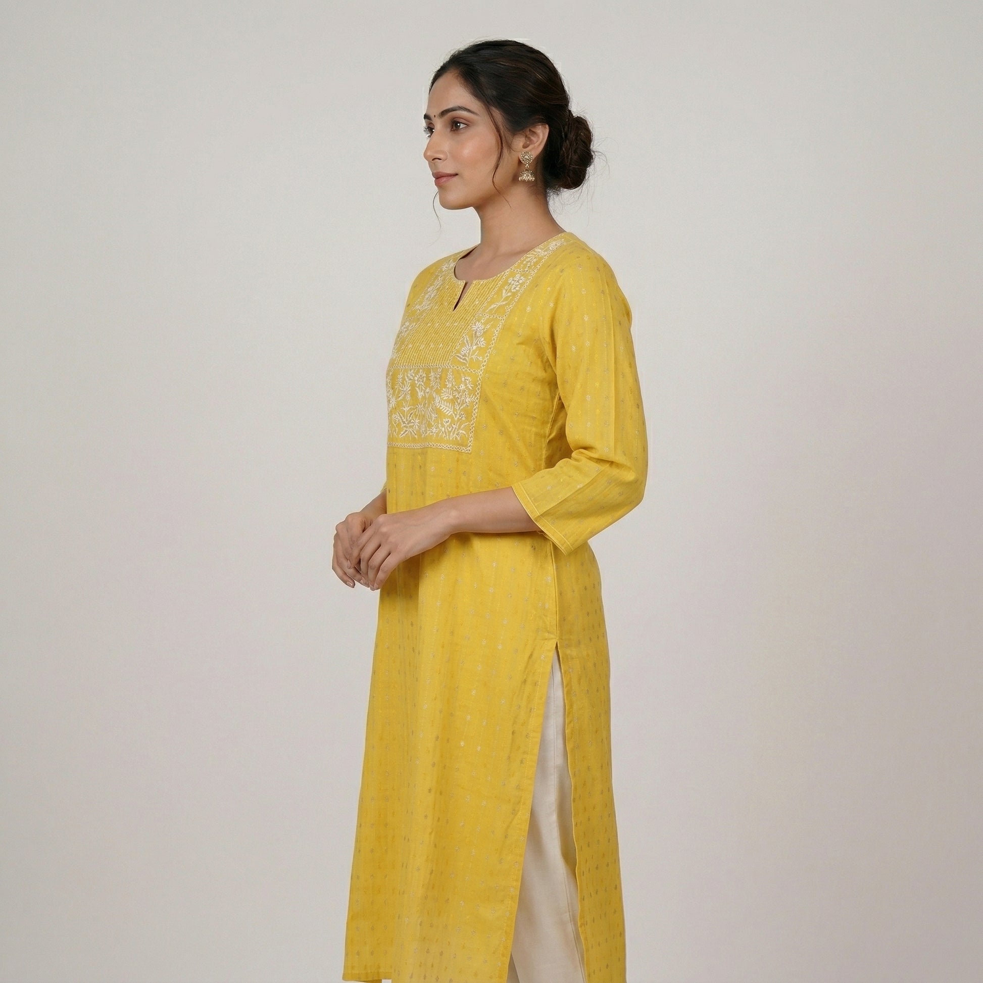 Cotton Embroidered Straight Kurta