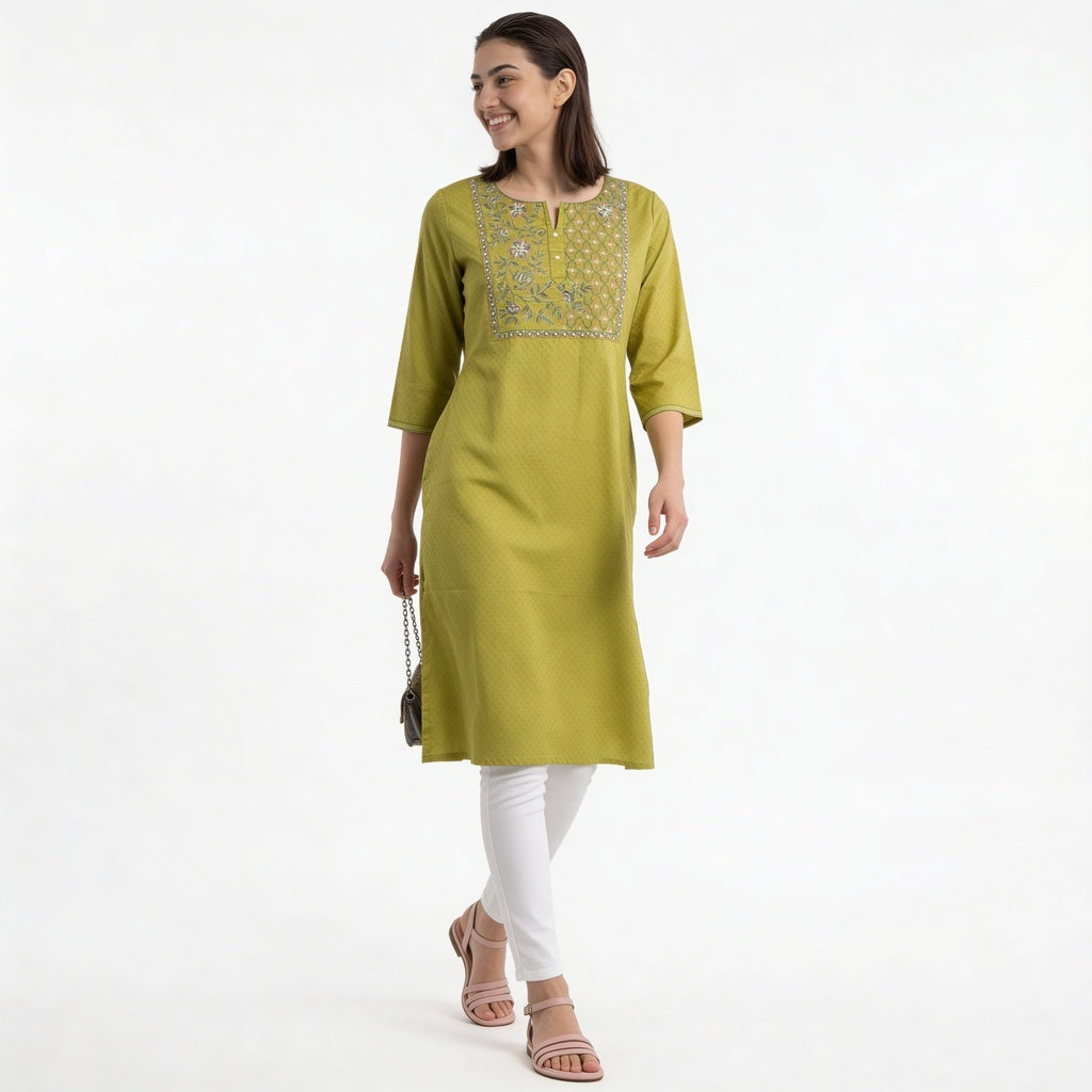 Embroidered Cotton Kurta
