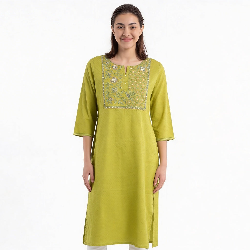 Embroidered Cotton Kurta