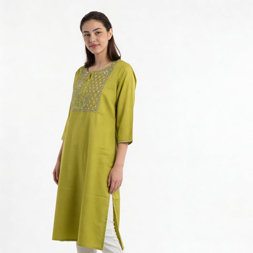 Embroidered Cotton Kurta