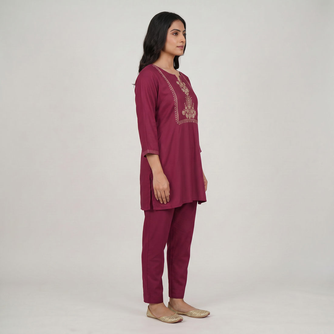 Embroidered Straight Short Kurta