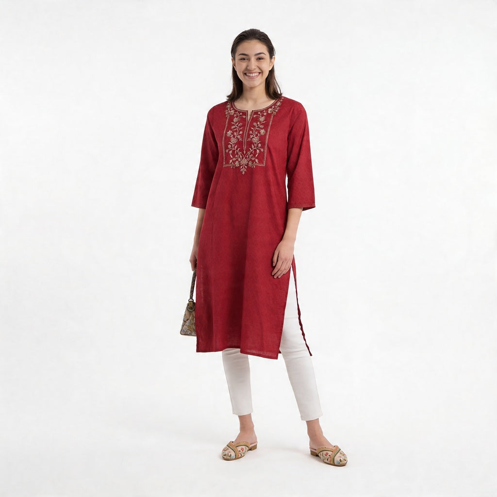 Cotton Embroidered Kurta