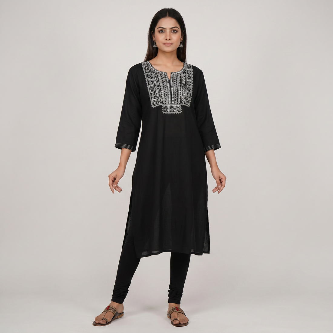 Embroidered Straight Long Kurta