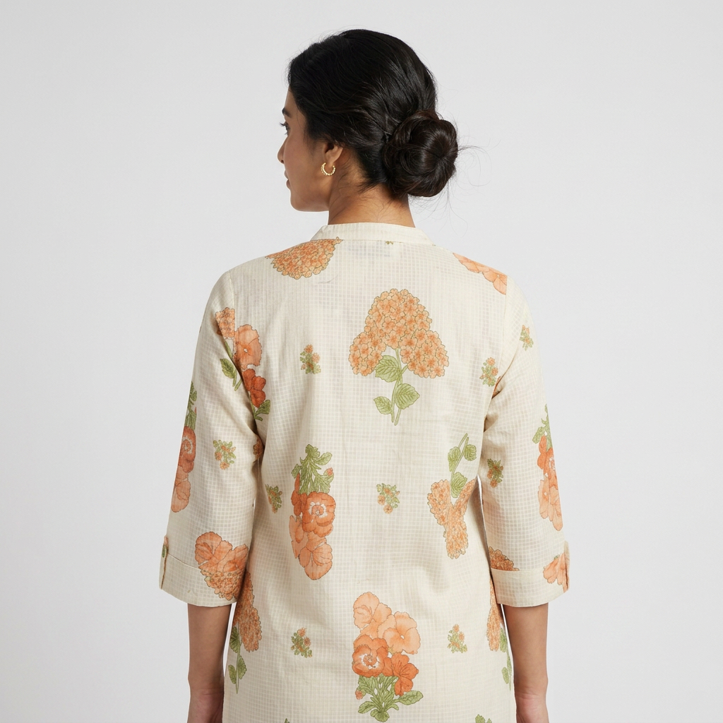 Cotton Printed Half Placket Long Kurta