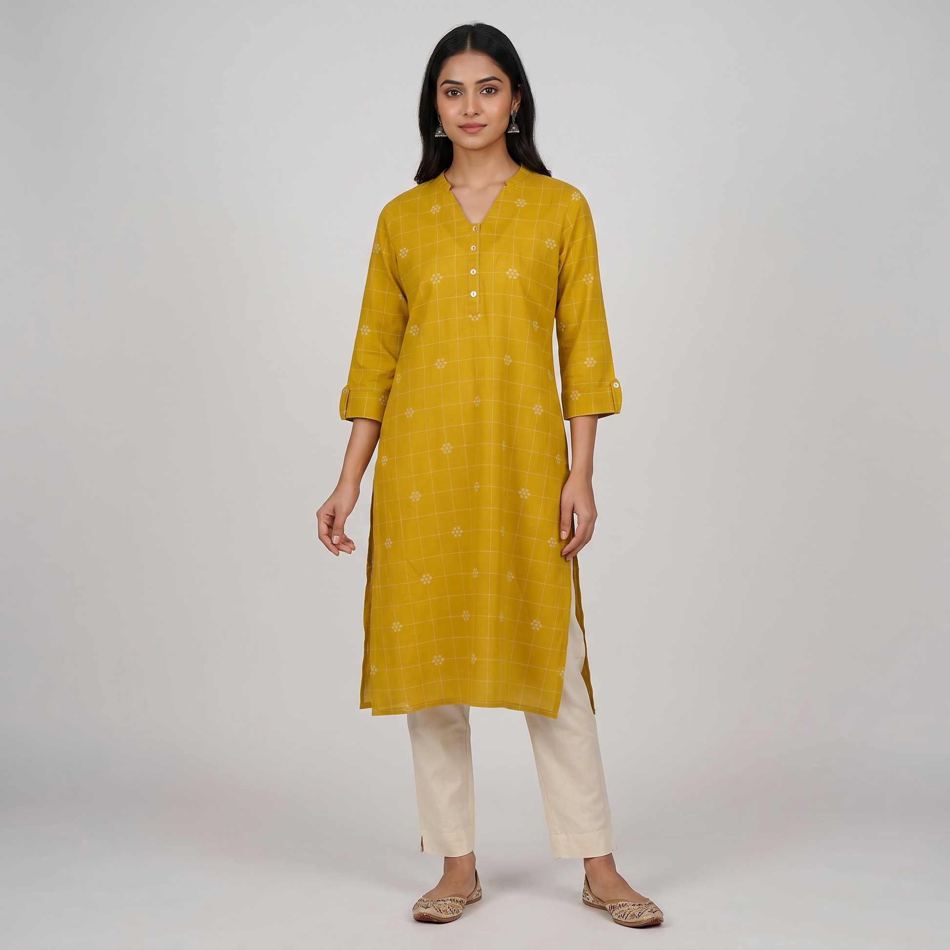 Half Placket Long Kurta