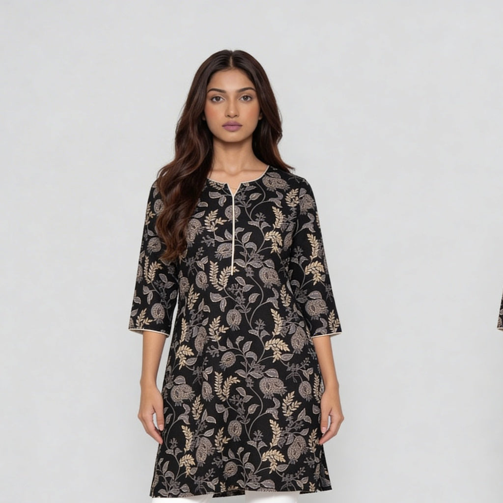 Cotton Printed Straight Kurta