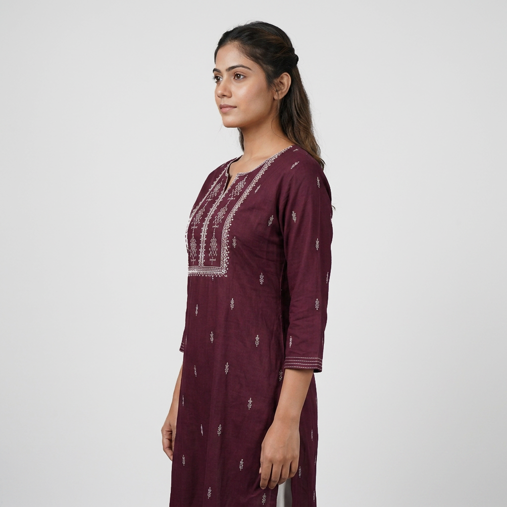 Embroidered Yoke Kurta