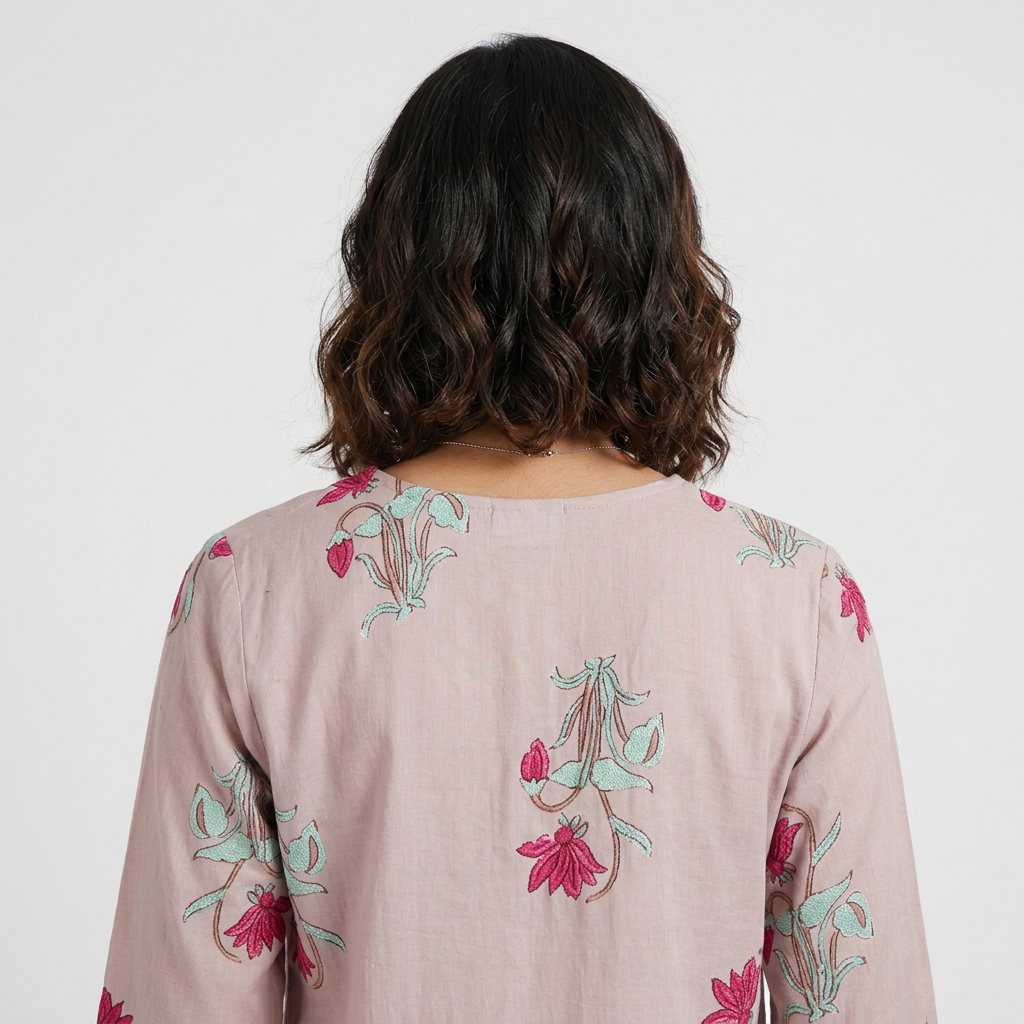 Printed V-Neck Long Kurta