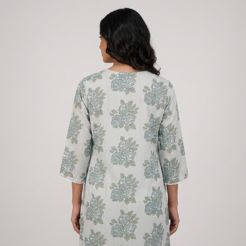 Printed Lace Detailing Printed Kurta