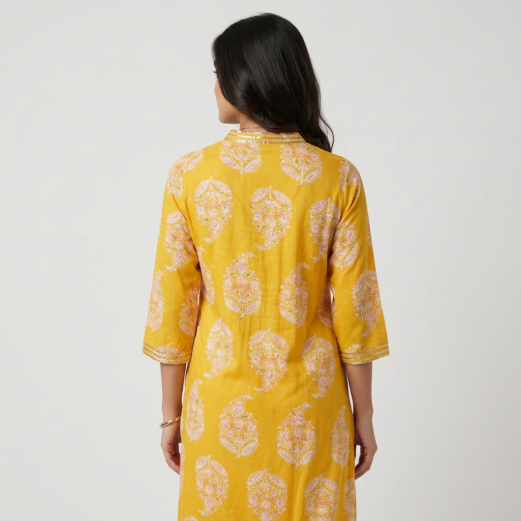 Printed V Neck Long Kurta