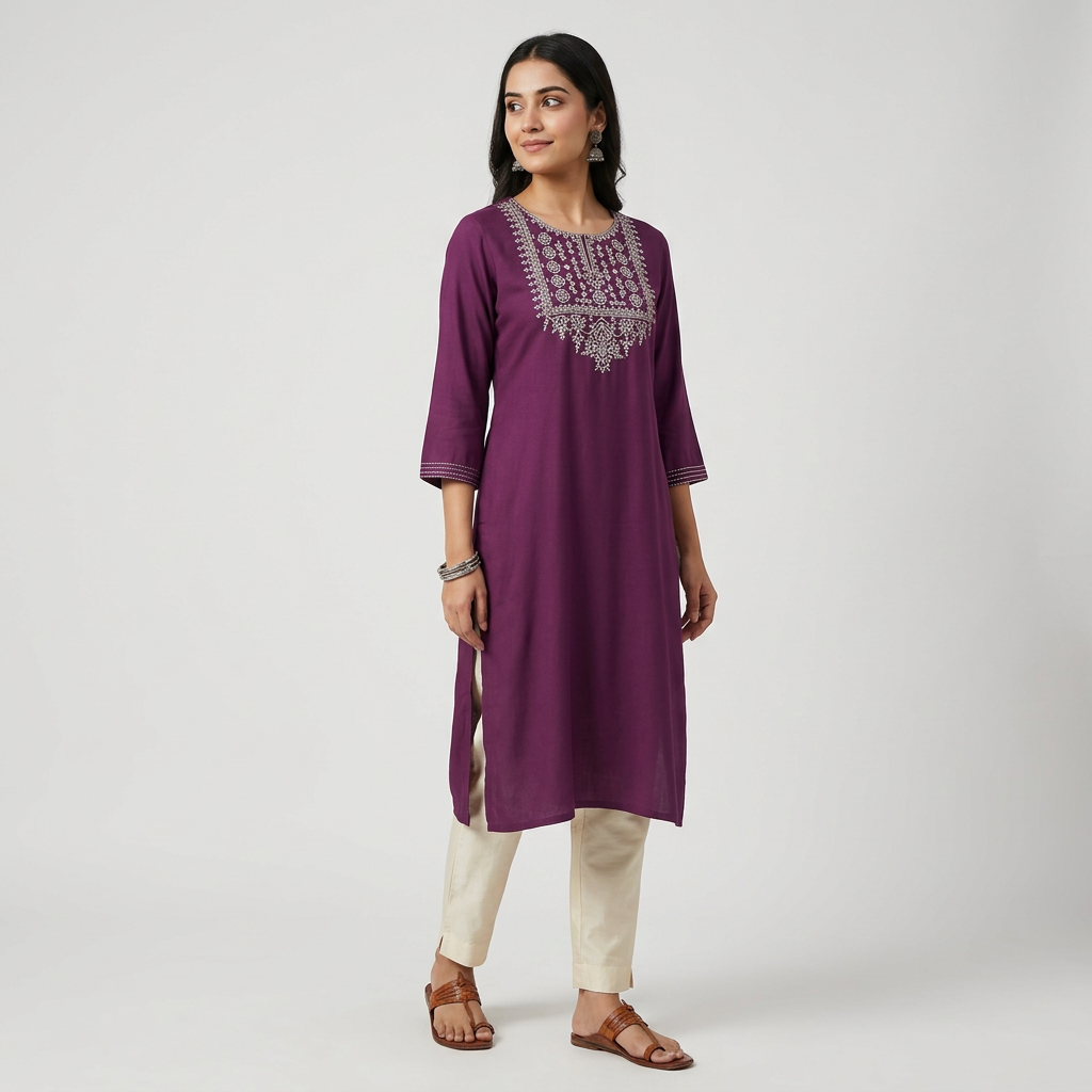 Embroidered Yoke Kurta