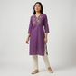 Cotton Embroidered V-Neck Long Kurta