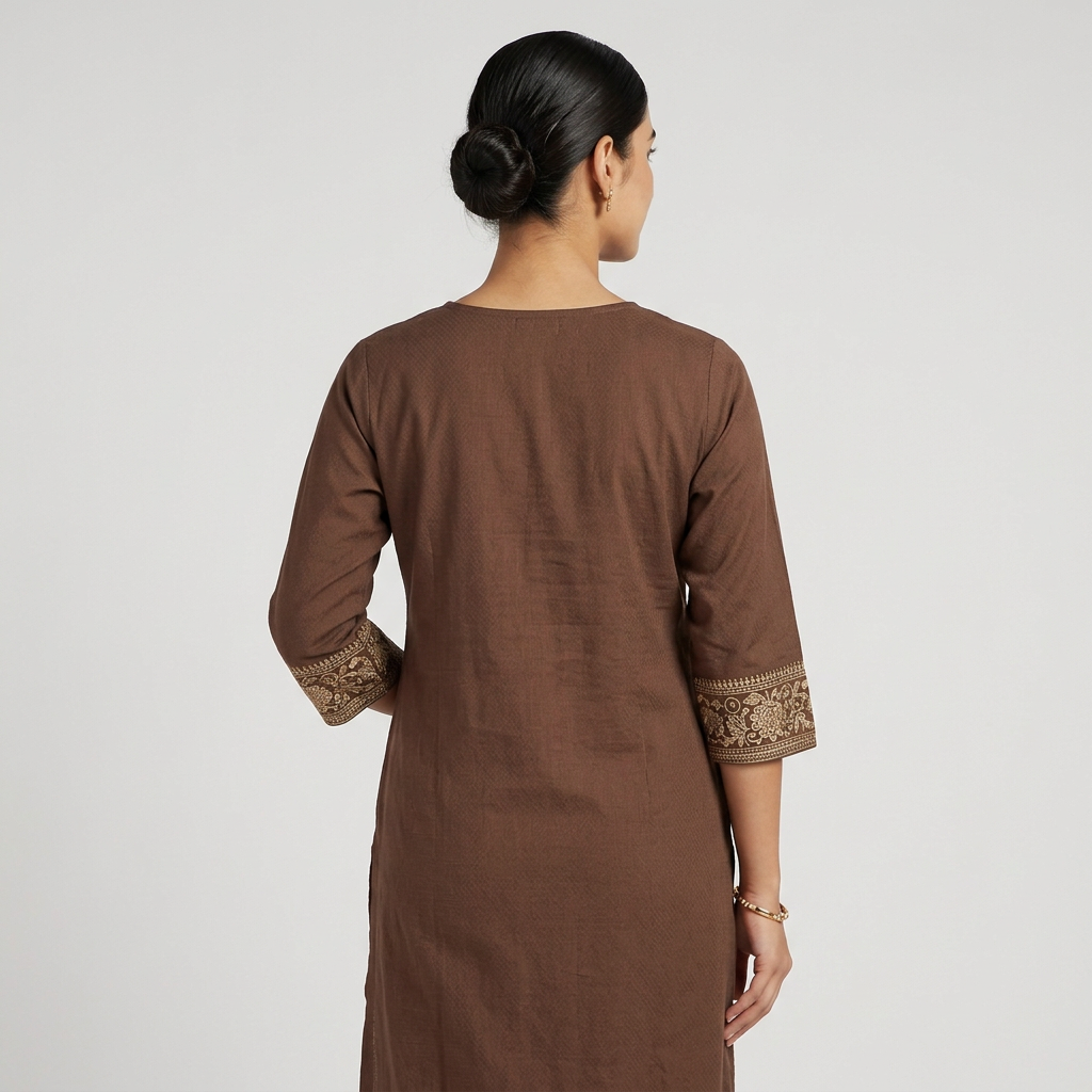 Embroidered Yoke Long Kurta
