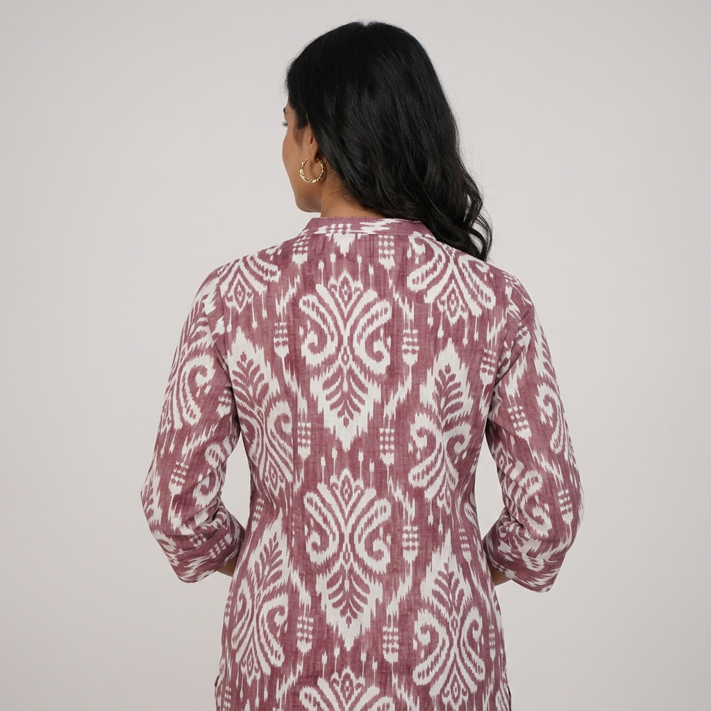 Cotton Printed V-Neck Kurta