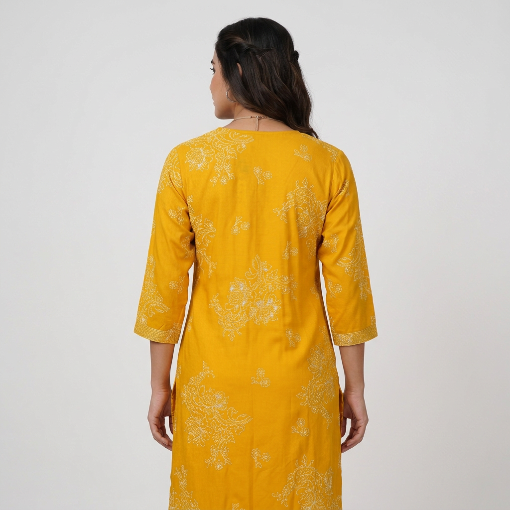 High V-Neck with Couching Kurta