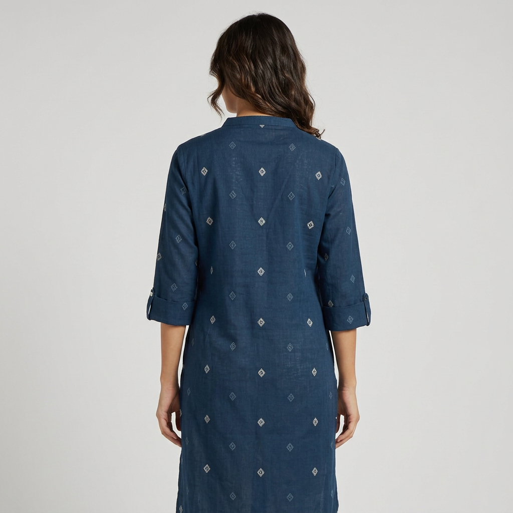 Printed V Notch With Half Placket Kurta