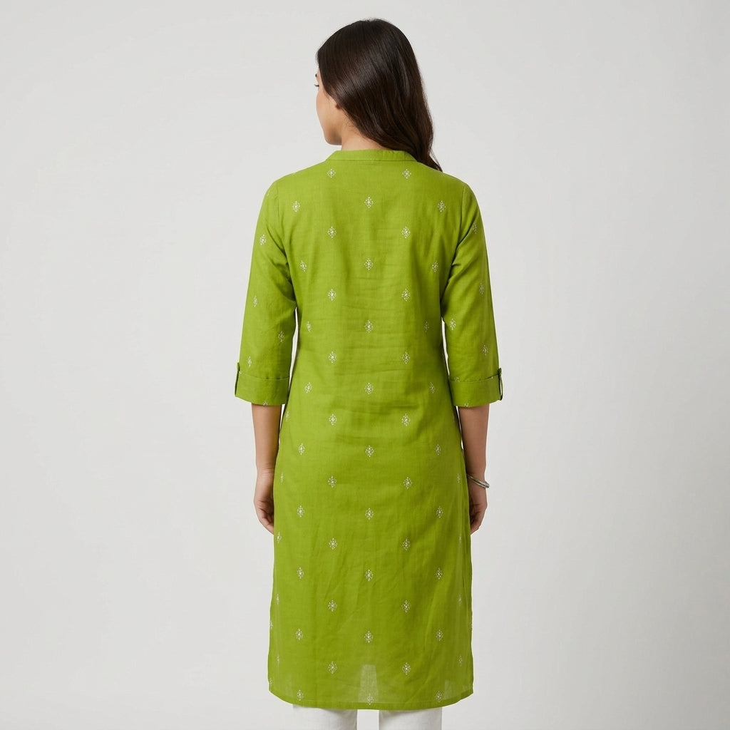 Printed V Notch With Half Placket Kurta