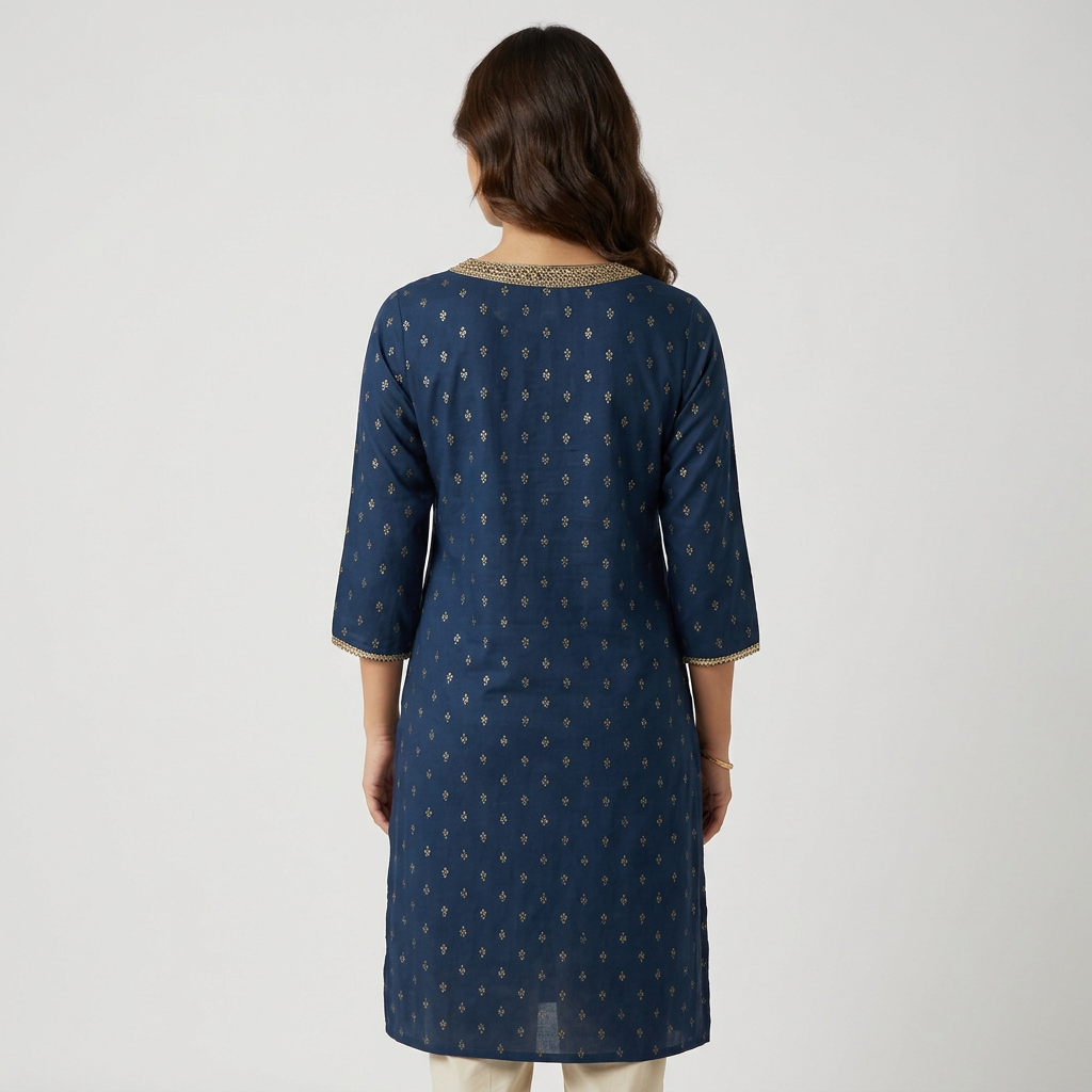 Printed V-Neck Kurta