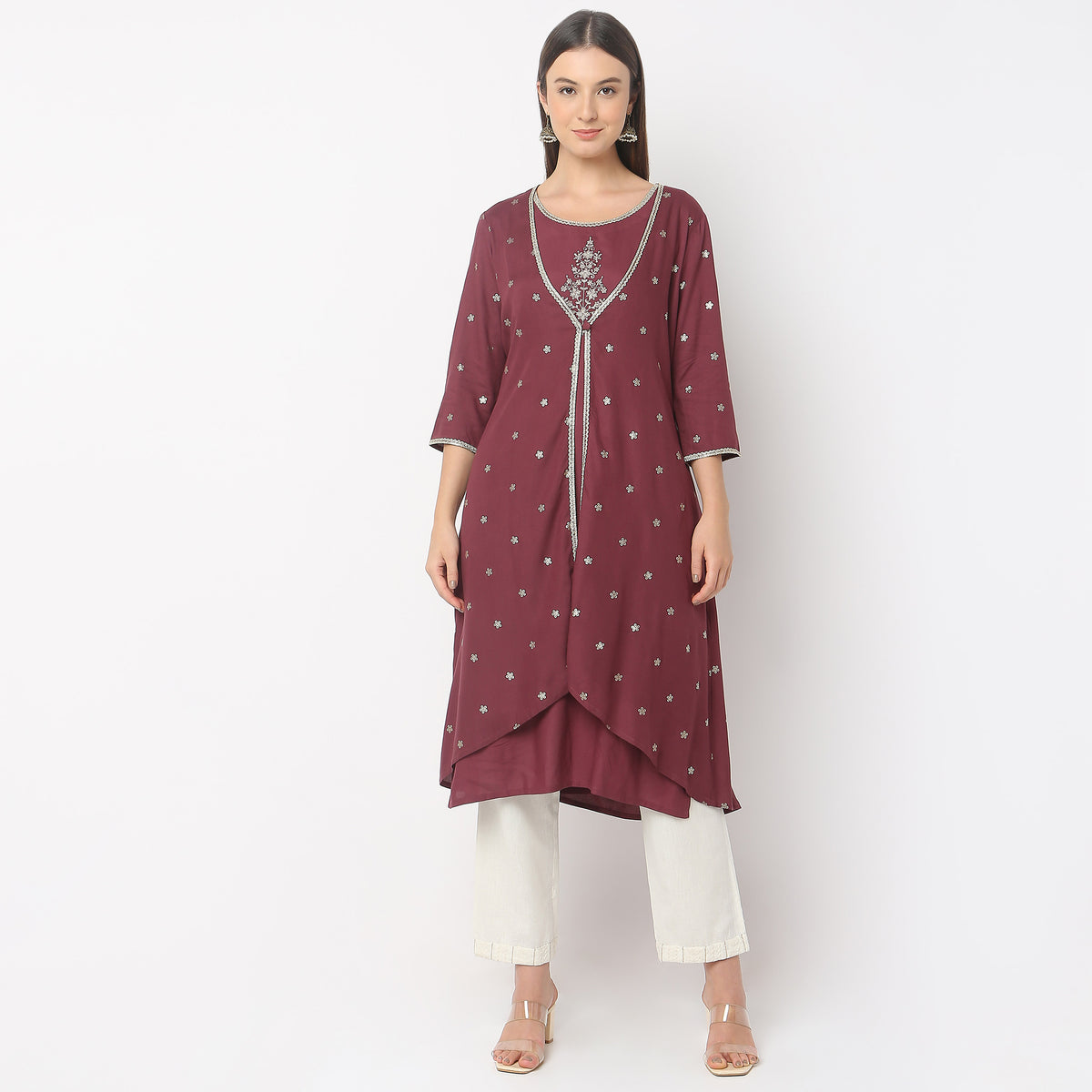 Flare Fit Embroidered Kurta