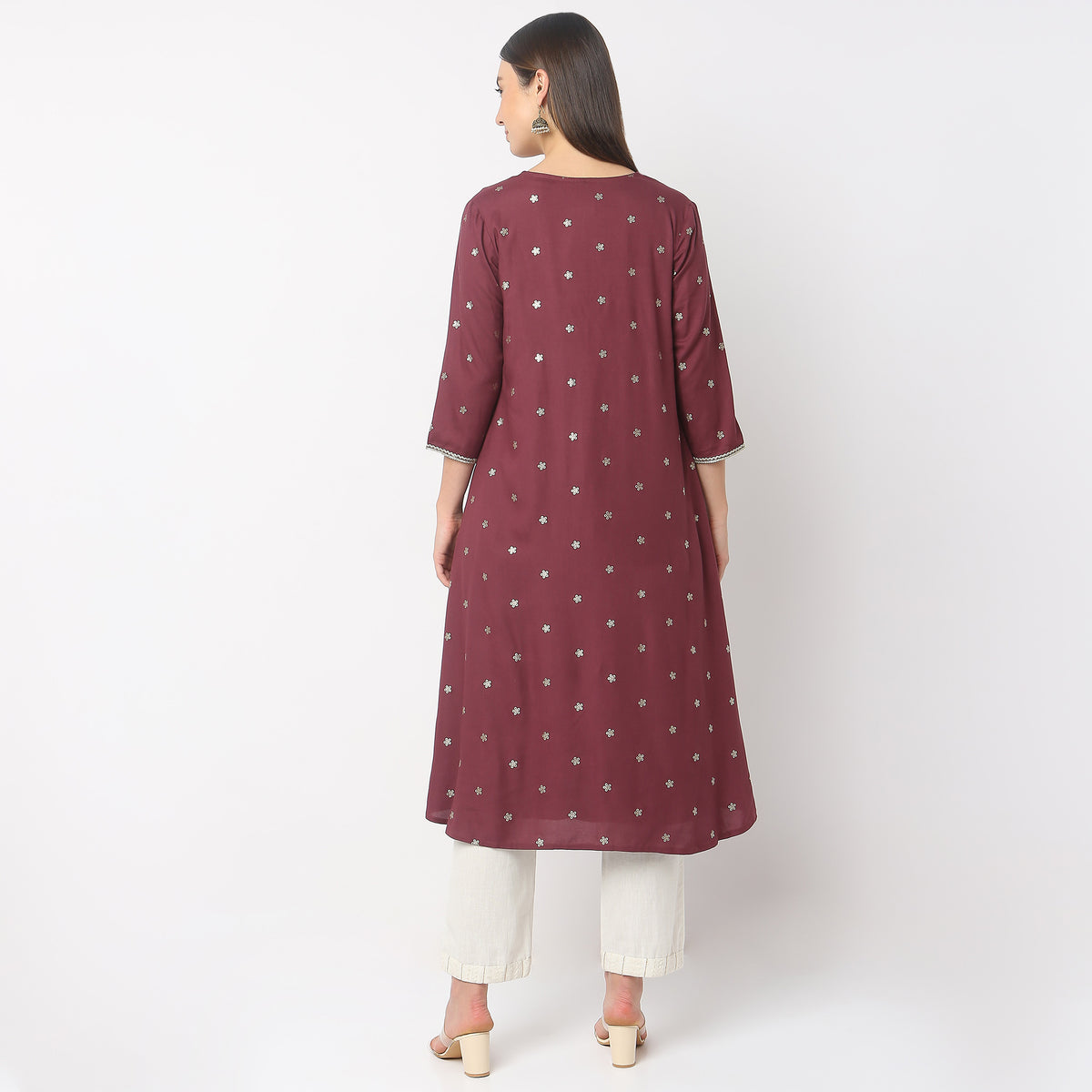 Flare Fit Embroidered Kurta