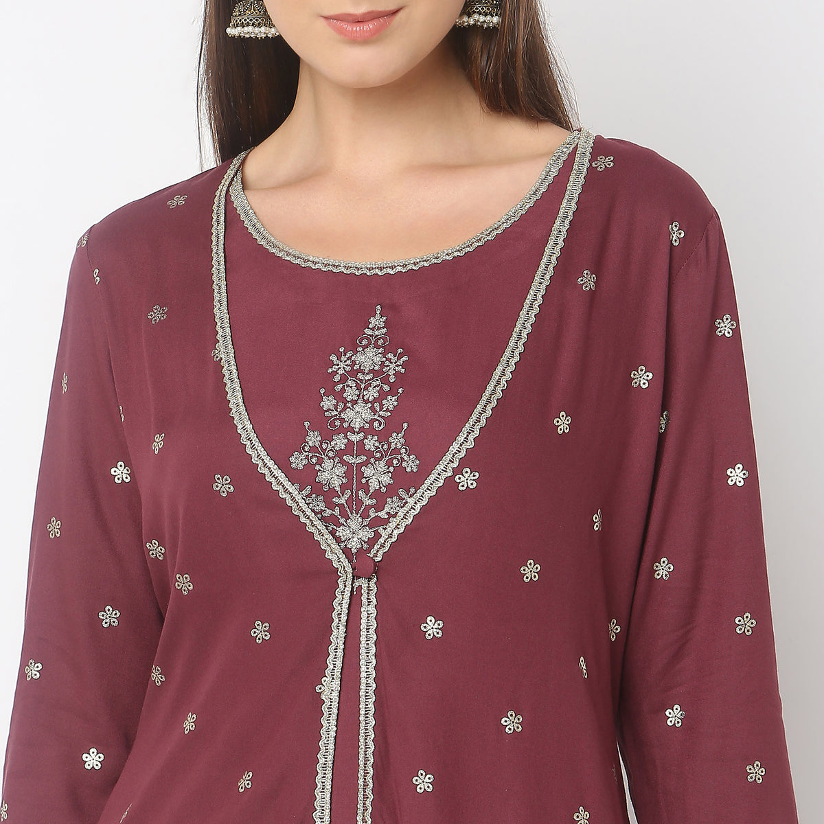 Flare Fit Embroidered Kurta