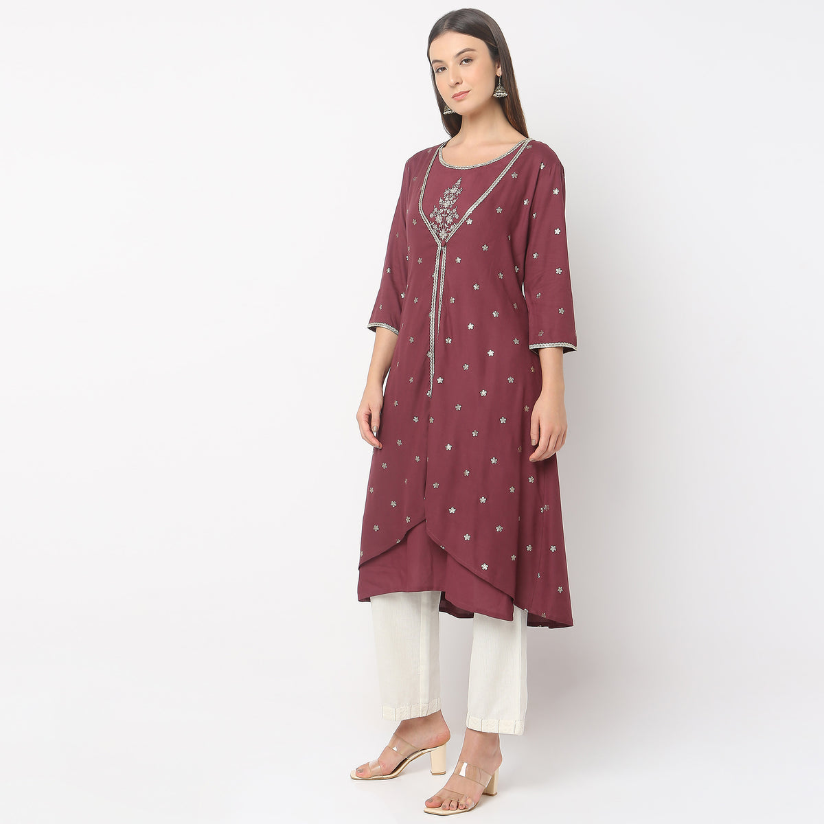 Flare Fit Embroidered Kurta