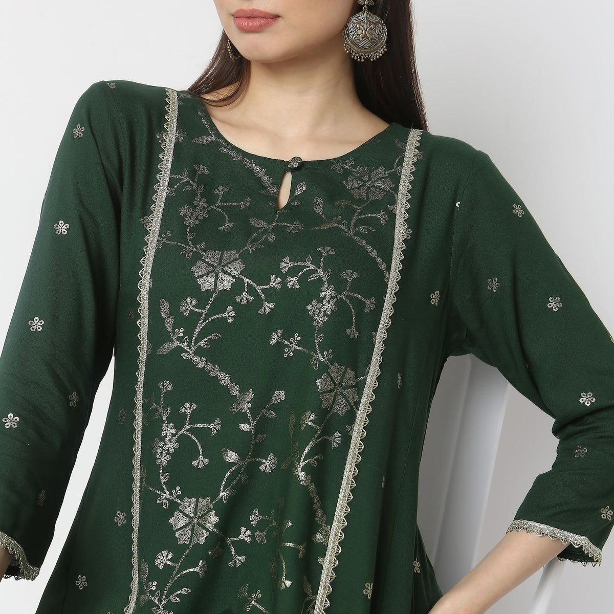 Flare Fit Embroidered Kurta