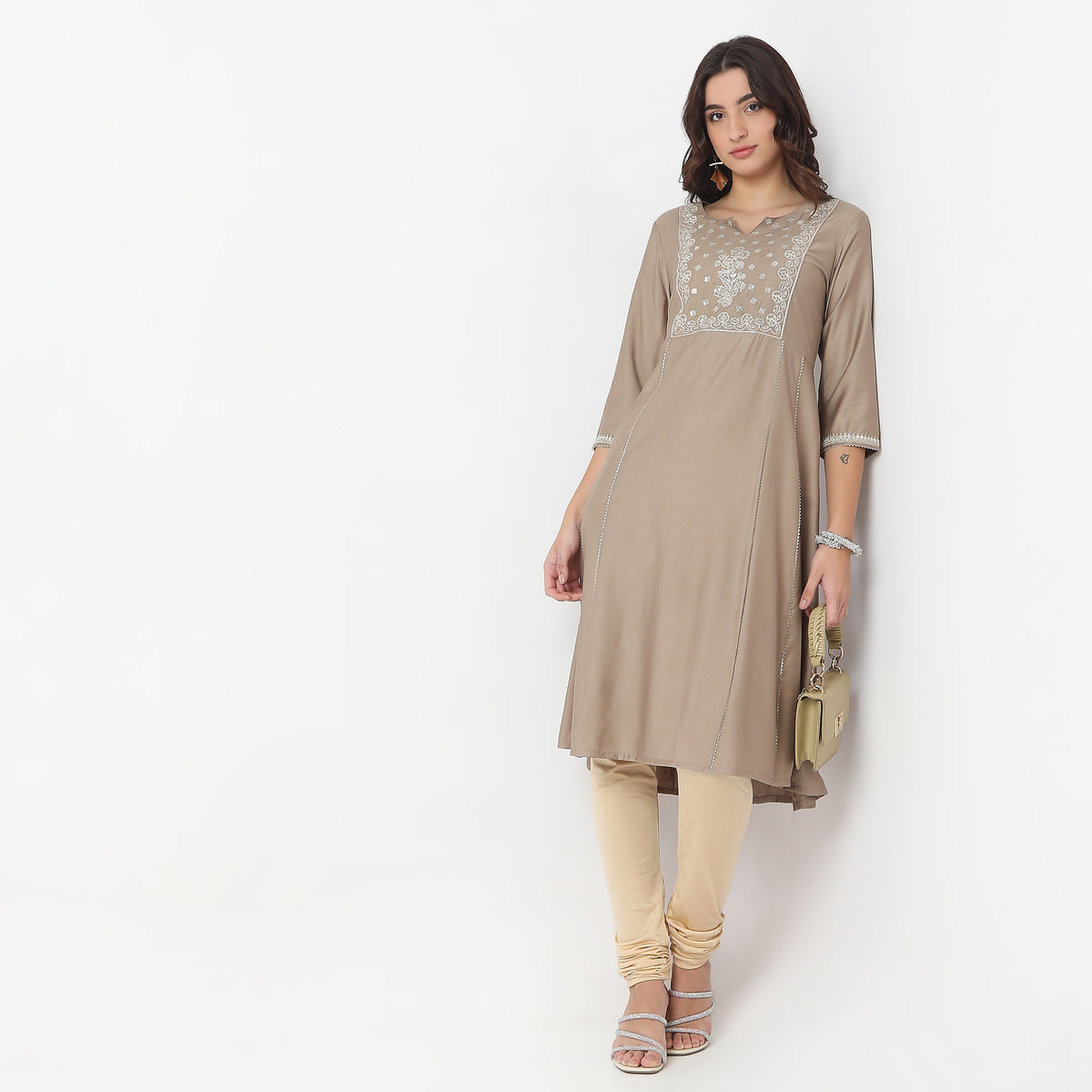 Flare Fit Embroidered Kurta