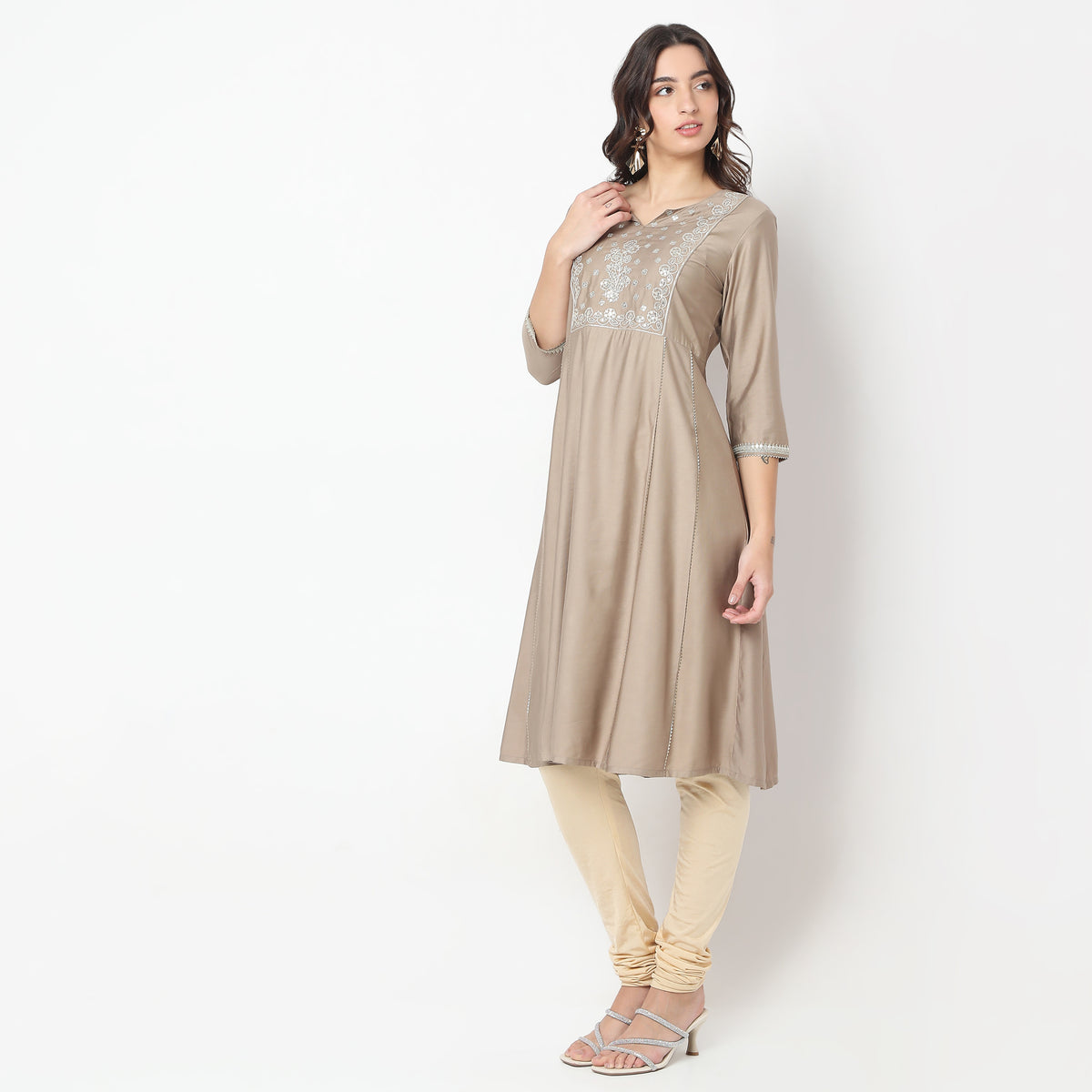 Flare Fit Embroidered Kurta