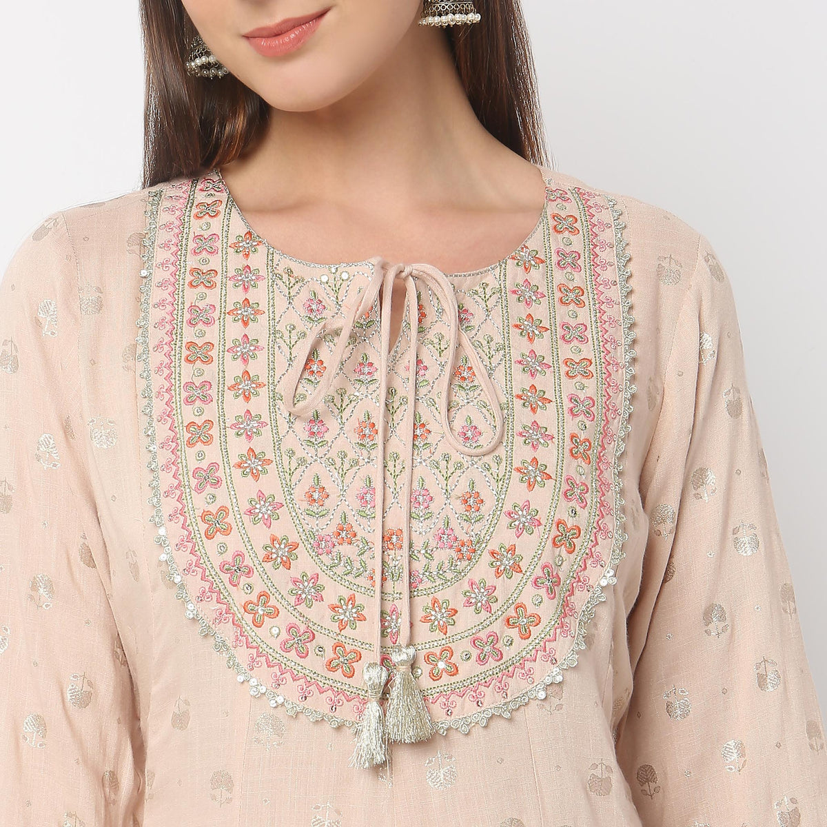 Flare Fit Embroidered Kurta