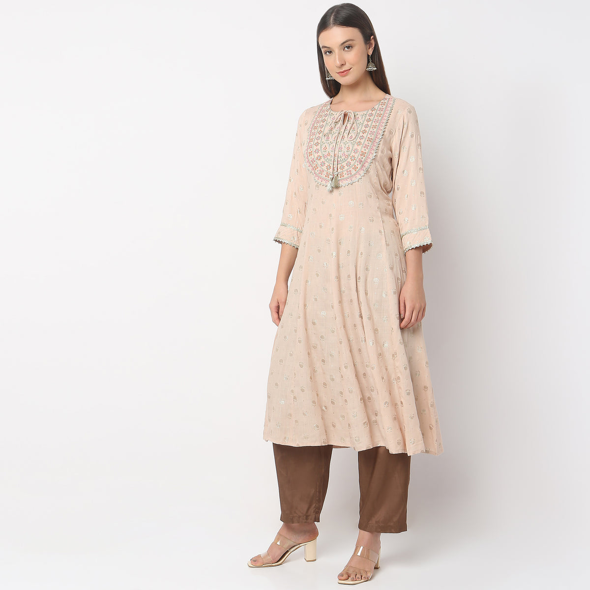 Flare Fit Embroidered Kurta