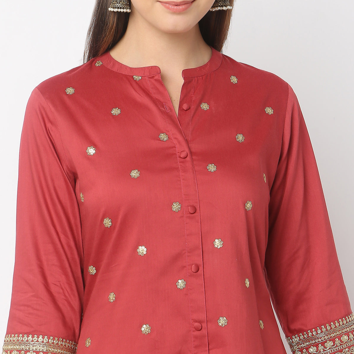 Flare Fit Embroidered Kurta