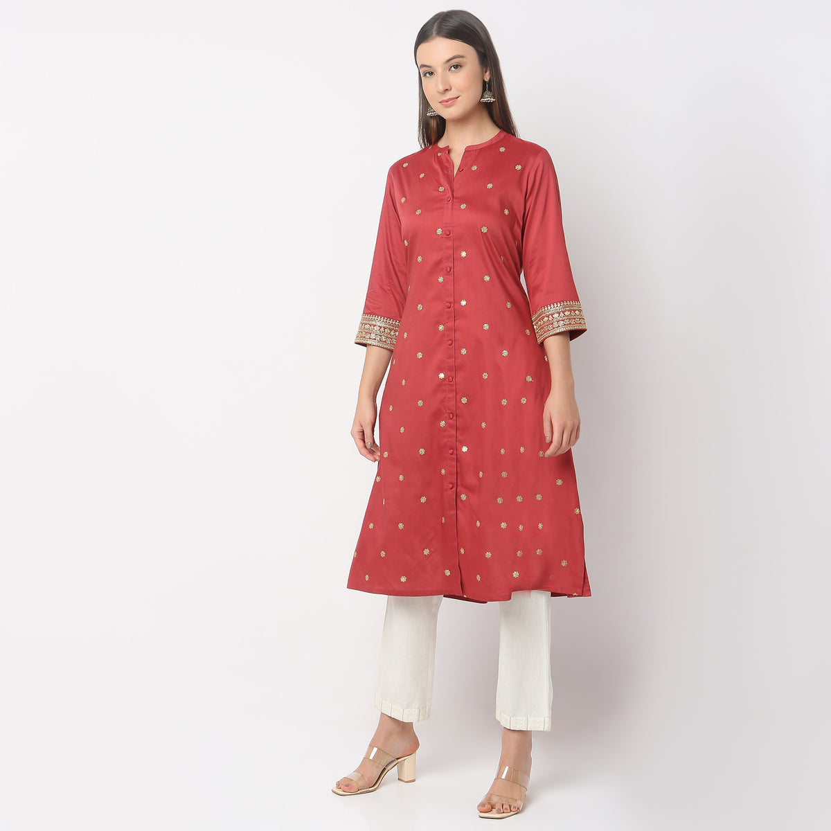 Flare Fit Embroidered Kurta