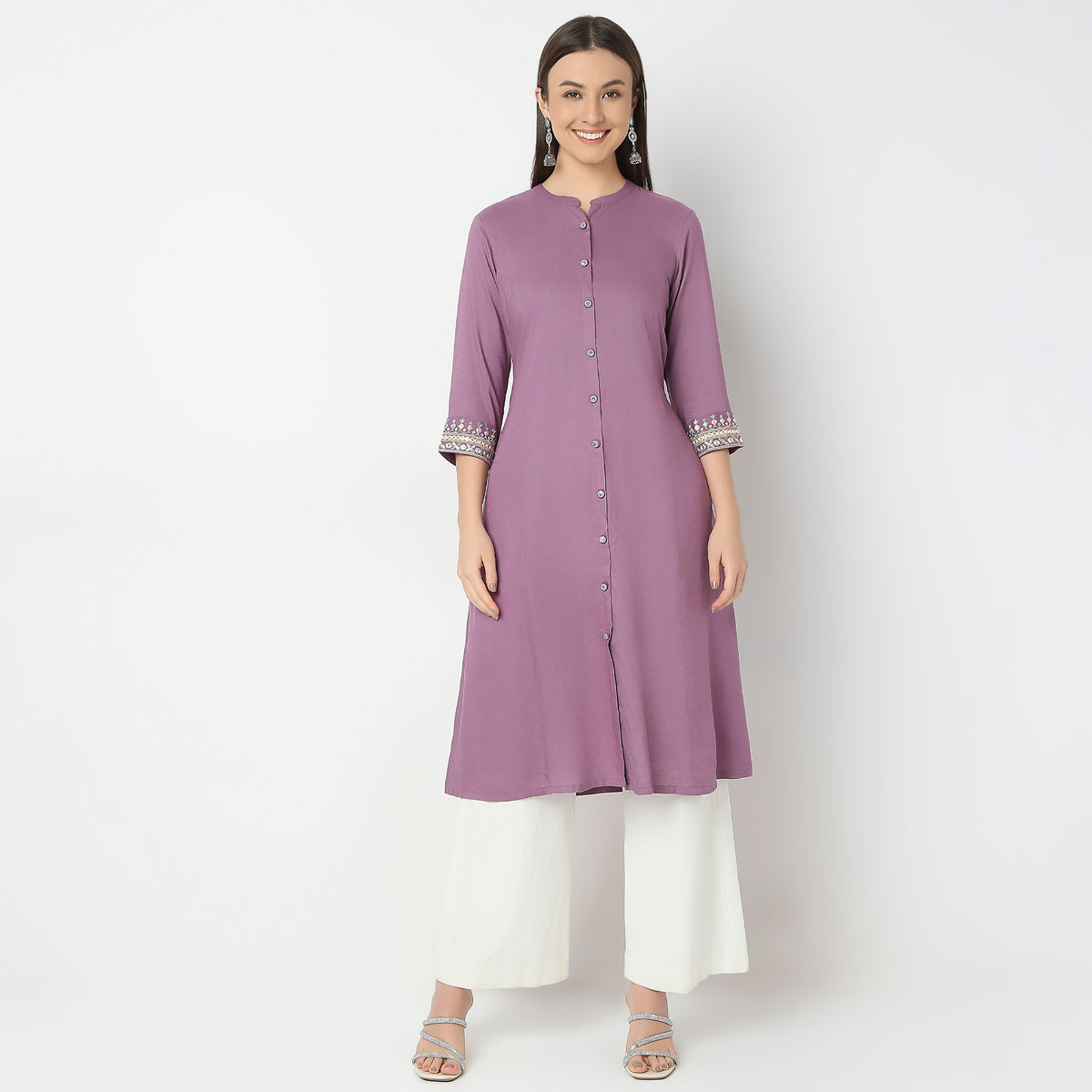 Flare Fit Embroidered Kurta